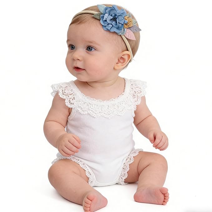 3PCS Baby Girl Flower Headbands Set Elastic Bow Hair Band Handmade Bow For Newborn Infant Toddler Pack
