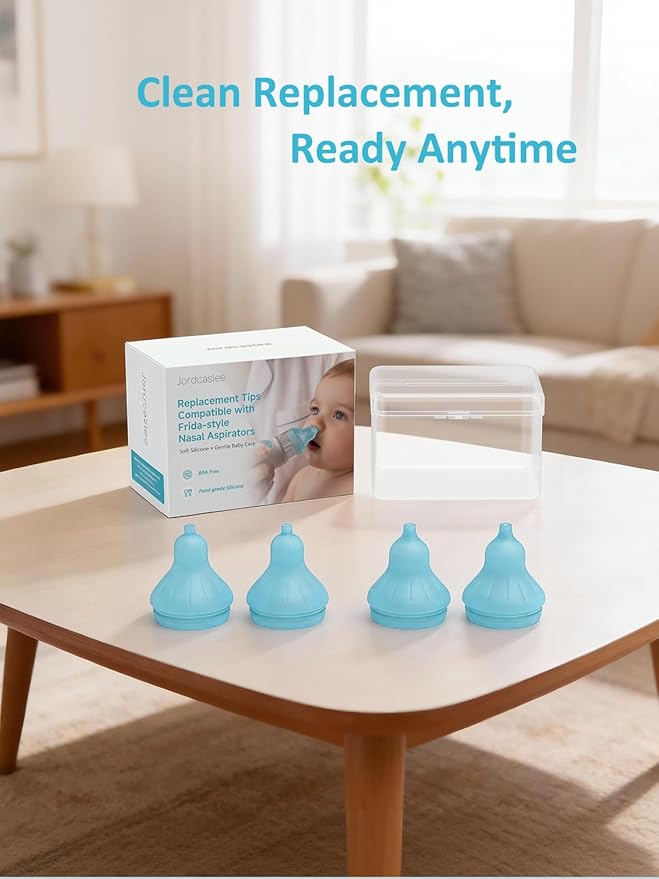 Nasal Aspirator Replacement Tips Compatible with Frida Baby Nose Sucker, Soft Silicone Tips for Infant & Toddler, BPA-Free Reusable Replacement Parts Accessories, 4pcs