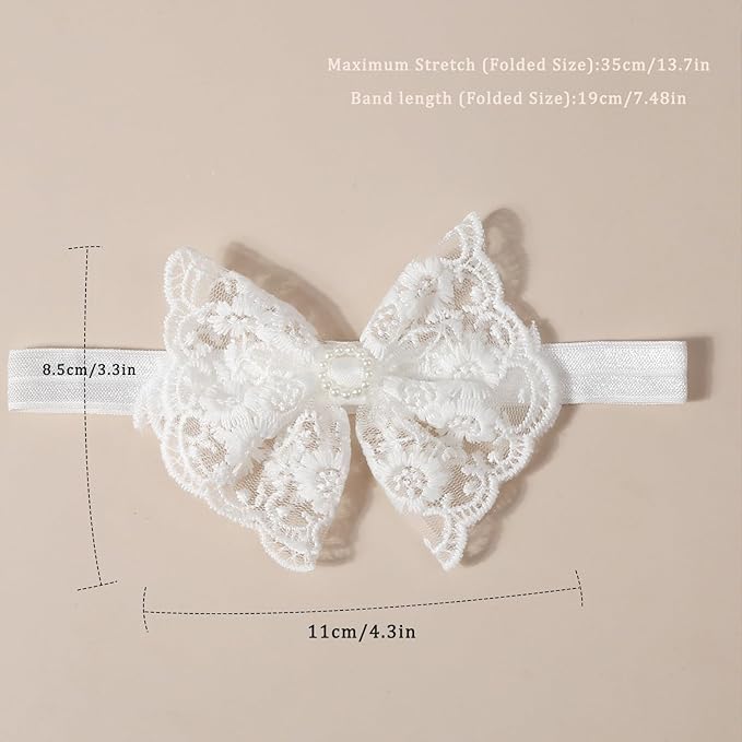 Baby Girls Cute Lace Bow Headband Soft Cotton Elastic Hair Accessories for Toddlers Newborns Ideal for Birthdays Baby Shower Photoshoots Special Occasions