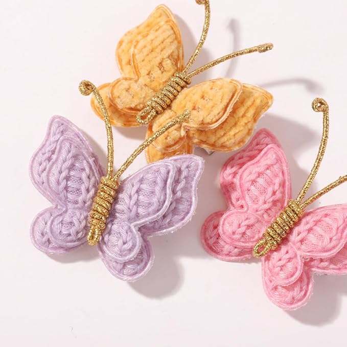 Pack of 2 hair bows girls. Kids’Fashionable Artificial Butterfly Hair Clips (Peach red)