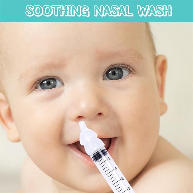Nasal Irrigator Baby Nose Cleaner 2PCS Professional Infant Nasal Irrigation Portable Nasal Hygiene with Reusable Silicone Nasal Suction Tip for Rinsing