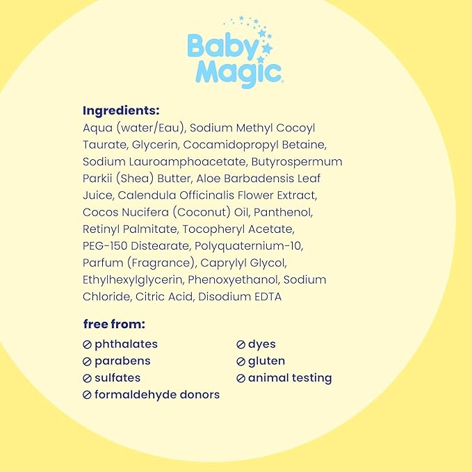 Baby Magic Moisturizing Hair & Body Wash Calendula & Coconut, Specially Formulated for Baby's Delicate Skin, Soft Powder Scent, Tear-Free, Hypoallergenic, Dermatologist Recommended, 30 Fl Oz