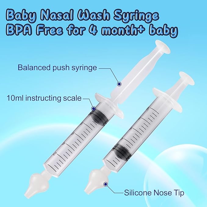 Nasal Syringe for Baby - 4PCS with Cleaning Tools - Safe Silicon Baby Nasal Aspirator Qucik Syringe Nose Cleaner Rinsing Tool for Baby/Infant/Kid (Yellow, 4PCS)
