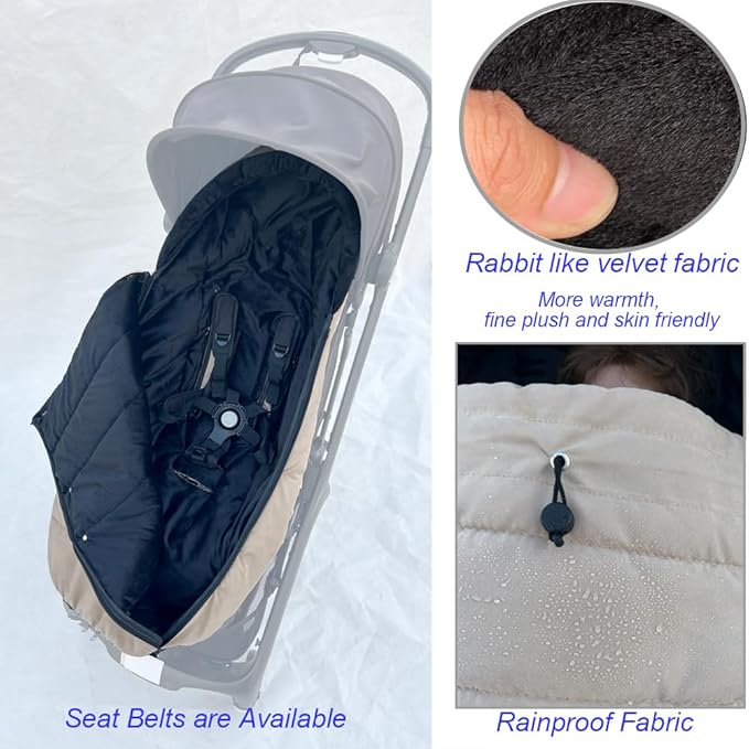 universal Stroller accessories winter footmuff compatible with Bugaboo Butterfly stroller, warm socks for Bugaboo Bee stroller, rainproof fabric (Camel color)