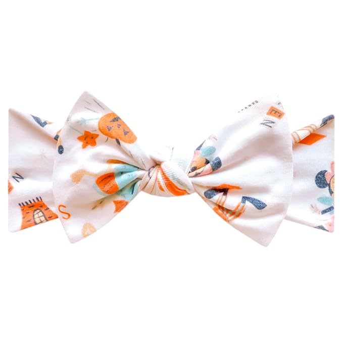 Copper Pearl Baby Stretchy Soft Knit Headband Bow 'Mickey Mouse's Boo Bash'
