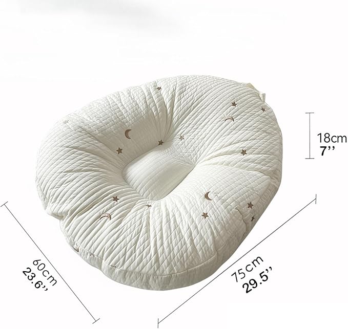 EFELIM Large Nest Pillow with Cotton Cover, Skin Friendly Lounger Pillow Multifunctional Soft Floor Lounger Pillow Baby Shower (Silvery, 23.6x29.5inch)