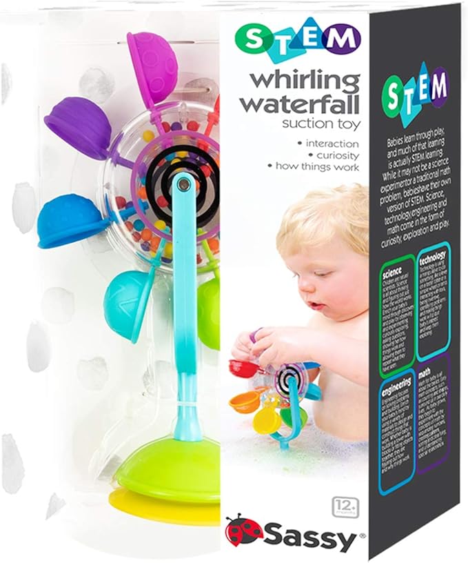 Sassy Whirling Waterfall Suction Toy for Bathtime - Stem - Ages 12+ Months, Multi