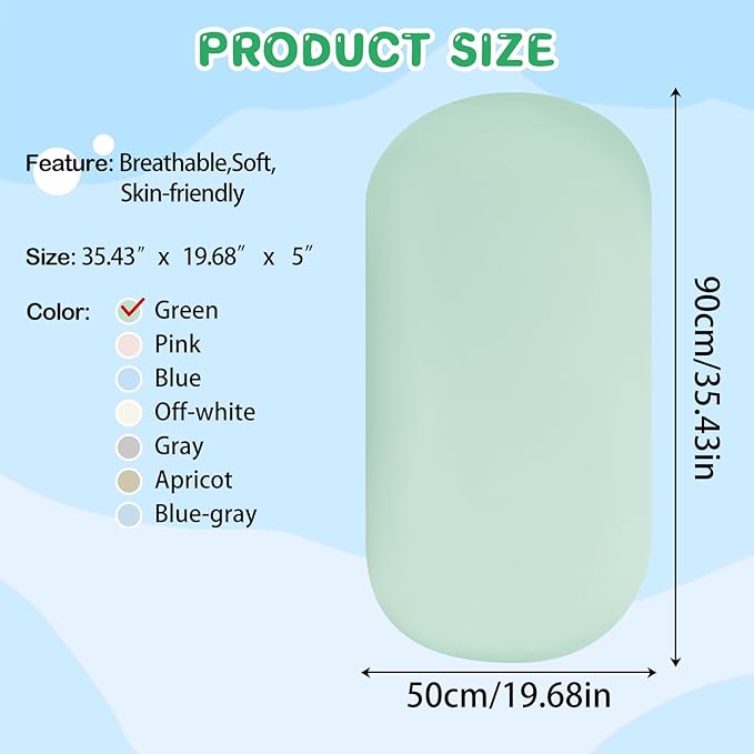 Lucakuins Baby Support Cushion, 0-24 Months Newborn Infant Support Cushion with Cover, Portable Tummy Time Mat for Home and Travel, Soft Cotton, Supervised Use, Baby Essentials Gift (Lovely Green)