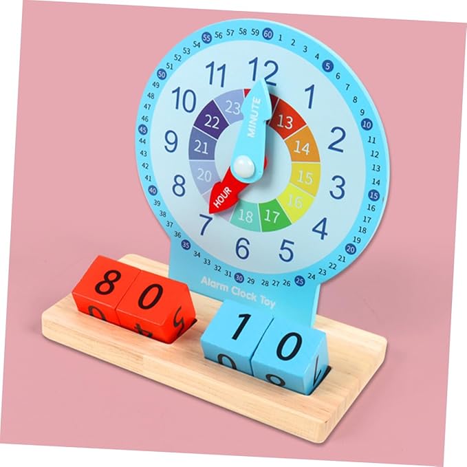 HANABASS 1 Set Wooden Clock for Educational Recognition Plaything for Safe Premium Wood Material Develops Color and Shape Awareness