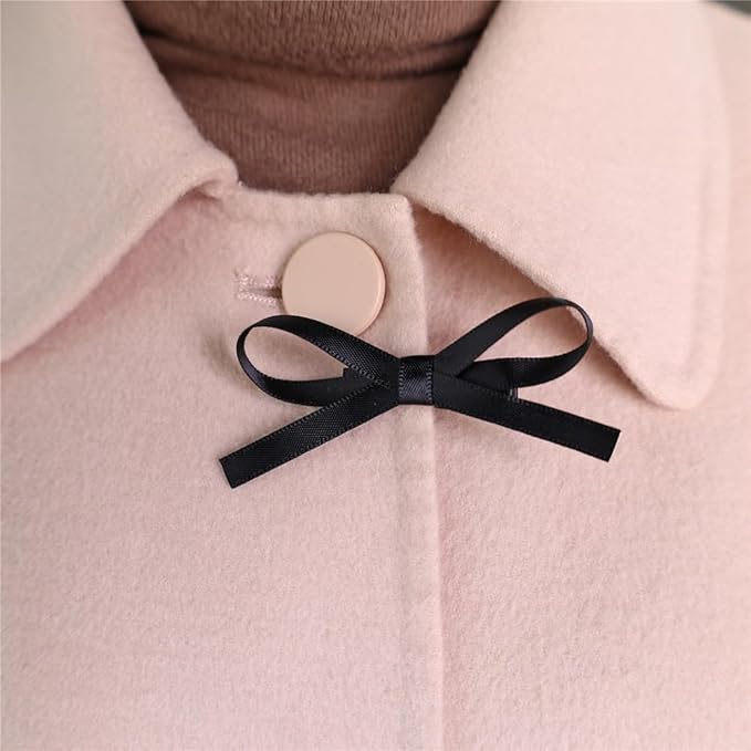 24 PCS Small Hair Ribbon Bow Fully Lined Clips for Girls Women Toddler Baby Youth Playful Hairpins Decoration Satin Bows (Black and White)
