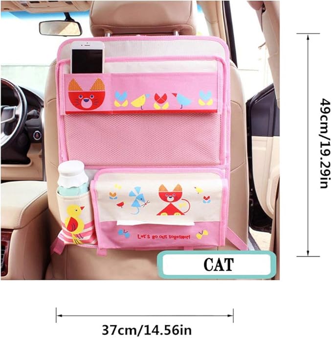Cute Cartoon Car Backseat Organizer Auto Car Foldable Table Tray Seat Back Storage Bag Organizer for Baby Kid