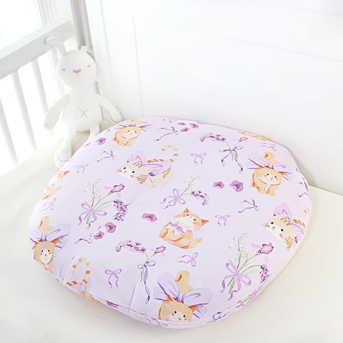 Newborn Lounger Cover Baby Girls Boys, Ultra Soft Comfortable Flower Infant Lounger Pillow Slipcover, Easy Removal and Machine Washable, 1 Cover Only (Cute Cat)
