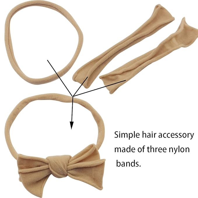 Qearl 60 Pack Soft Stretchy DIY Nylon Headbands Hair Bands Bows DIY Accessory for Newborn Baby Girls