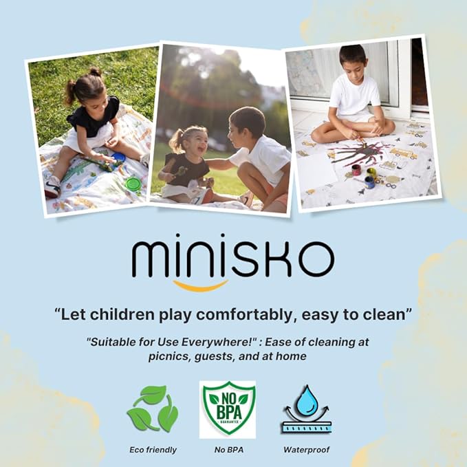 Vehicles | Disposable Splat Mats | Minisko | Under Highchair Splat Mat for Floor | Baby Led Weaning Supplies | Splash Mat