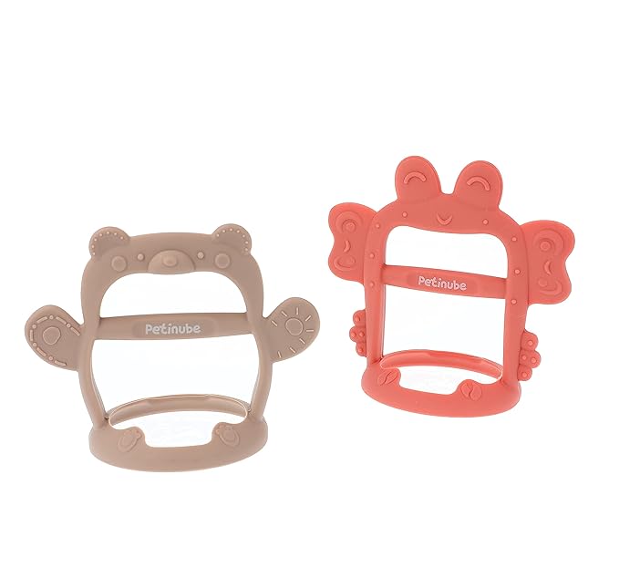 Baby Wrist Silicone Teether Soothing Pacifier for Infants 3+ Months Babies Pack of 1 Made in Korea Anti-Dropping (Bear-Cozy Beige)