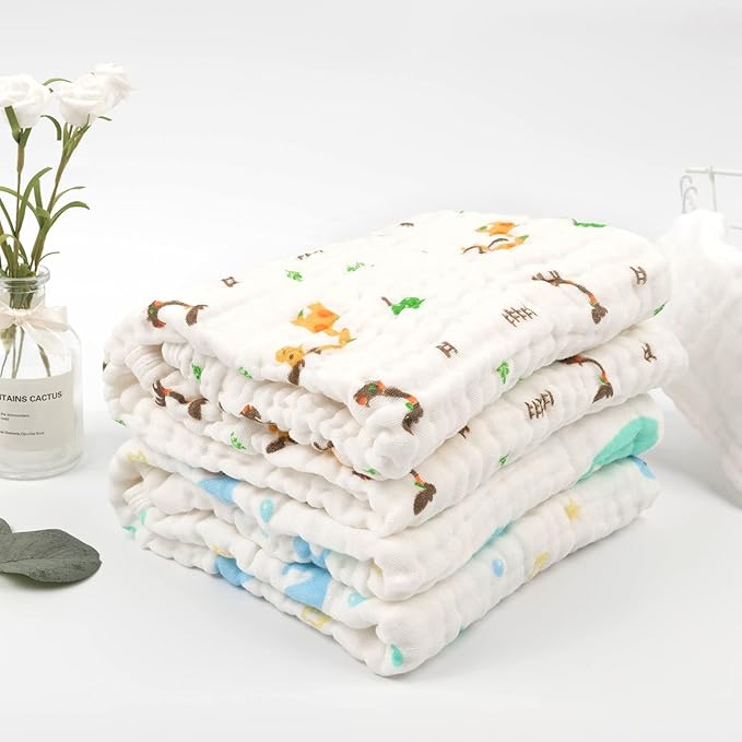 babygoal Baby Bath Towel 2 Pack, 100% Muslin Cotton Hooded Towel for Newborn,Toddler,Infant, Absorbent & Hypoallergenic Baby Gift for Boys Girls 35"x35" T0405
