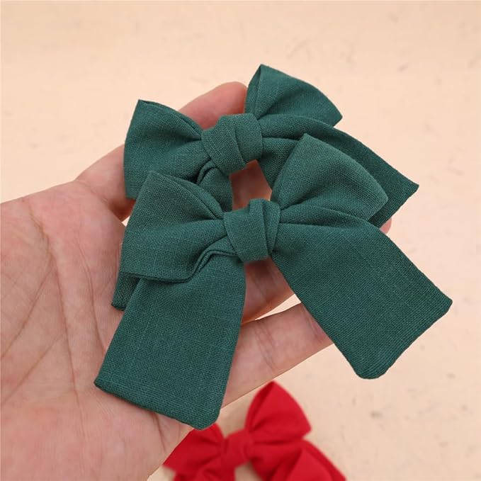Cute Bow Hair Clips for Baby Girl Kids Pigtail Bangs 3.2" Sailor Bows Alligator Clip Hair Accessories (Green/Red/Pink)