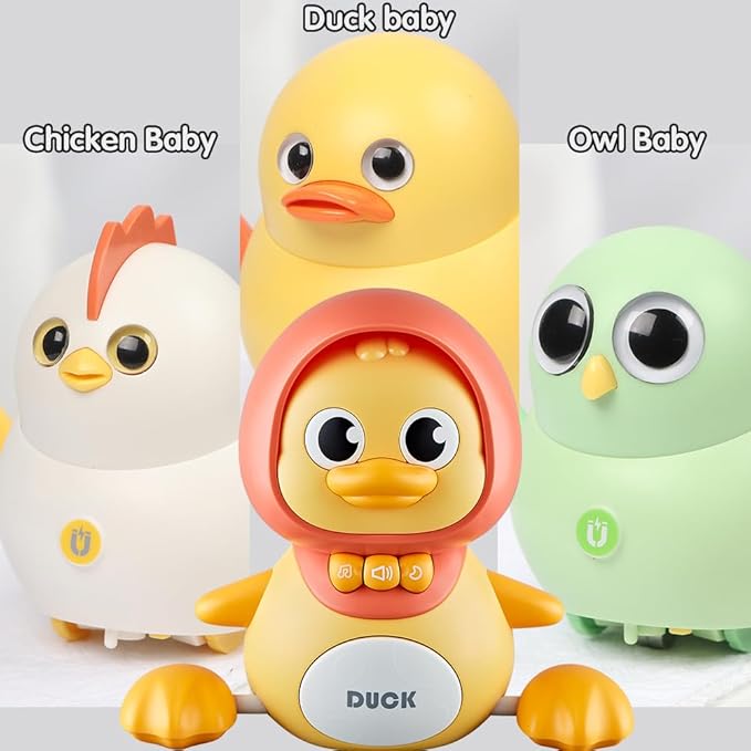 Baby Music Toy Duck Baby Belly Time Toys 12 Months Newborn Development Crawling Toy Glowing Walking Singing Toys 3-4 Years Old Boys and Girls Gifts (Yellow)