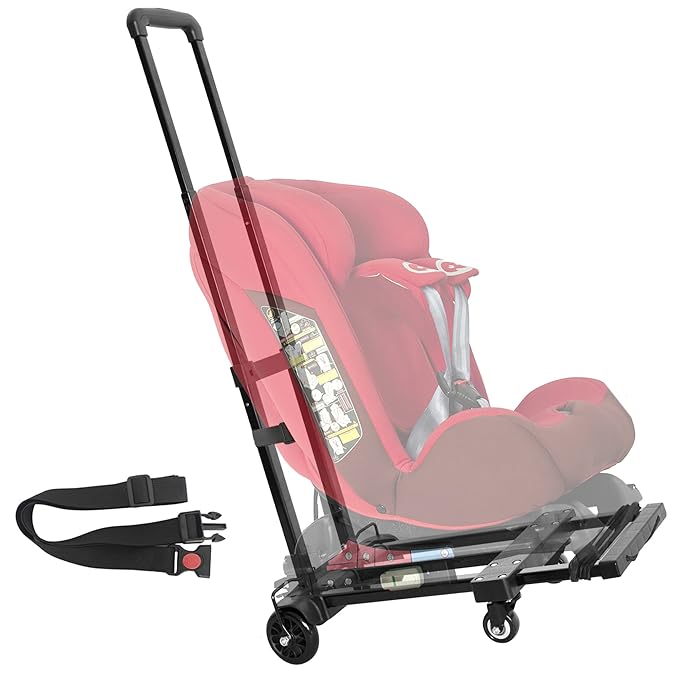 AKOZLIN Travel Airport Toddler Cart for Car Seat (Only fit for car Seats with ISOFIX Interface) Adjustable Belt Trolley Dolly