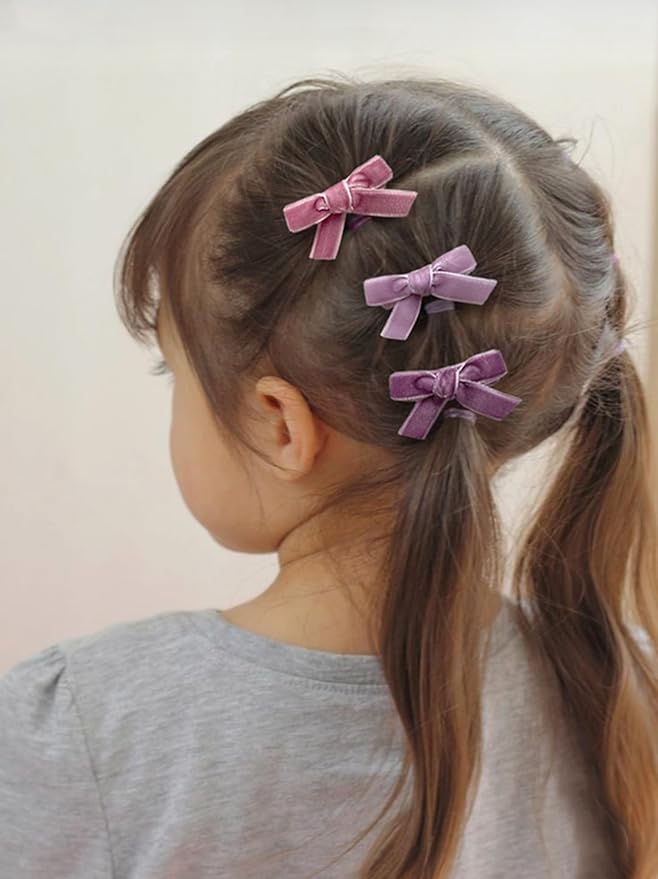 Velvet Mini Bows for Baby Girls, 20pcs Boutique Tiny Baby Hair Clips, Fully Lined Hair Barrettes Alligators for Infants Toddlers Fine Hair by Cherssy