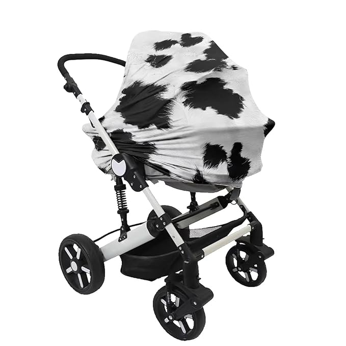 Forchrinse Black and White Cow Print Nursing Cover Breastfeeding Scarf Soft Car Seat Cover for Babies Girls Infant Carseat Multi-Use Cover