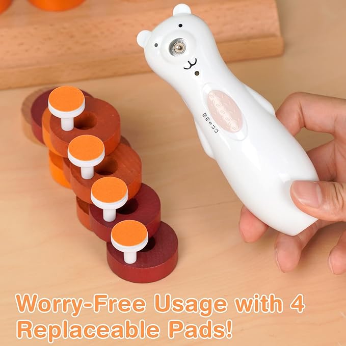 haakaa Electric Nail Trimmer Replacement Pads Baby Nail Trimmer Heads for Standard Baby Nail File, Suitable for 12+Months, Orange