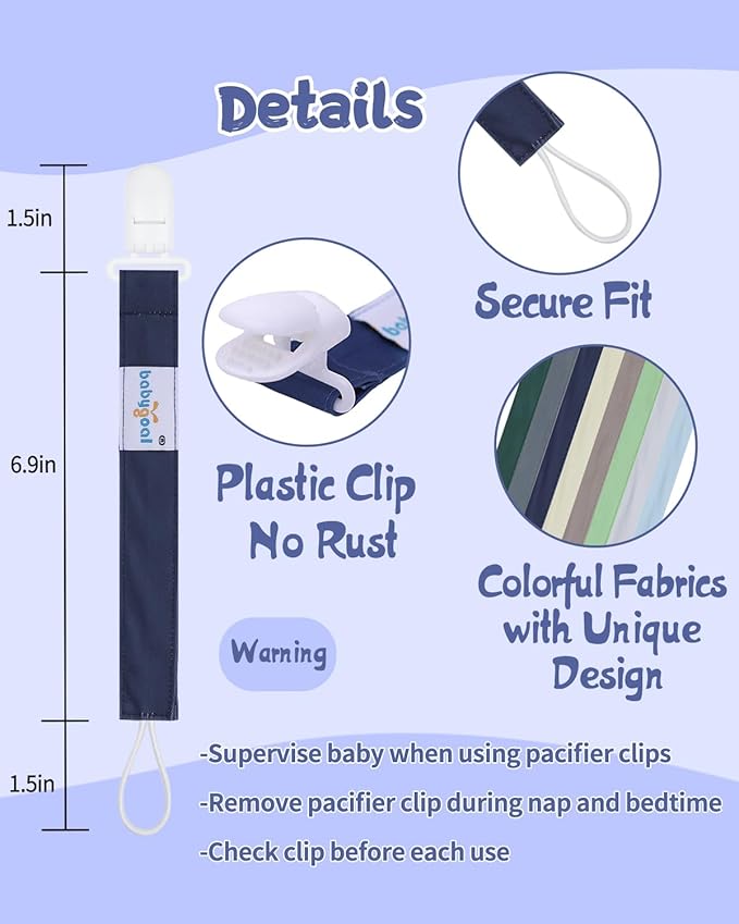 babygoal Baby Pacifier Clips 8 Pack, Pacifier Holder Clips for Boys and Girls Fits Most Pacifier and Binkies-Neutral Color