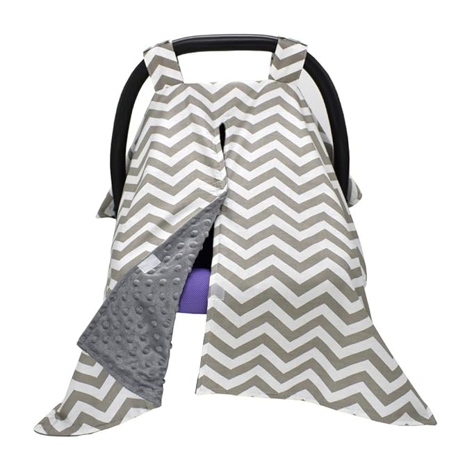 2 in 1 Carseat Canopy and Nursing Cover Up with Peekaboo Opening | Large Infant Car Seat Canopy for Girl or Boy | Best Baby Shower Gift for Breastfeeding Moms | Chevron Pattern