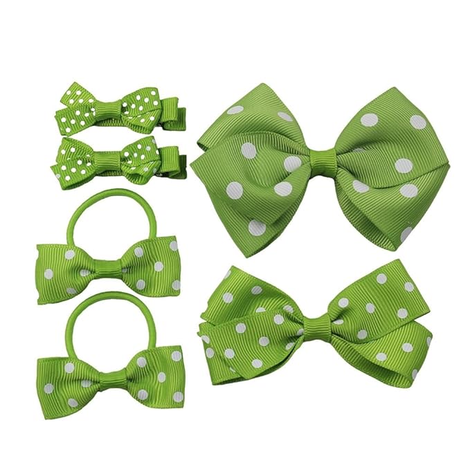Polka dot Hair Clips Bow Baby Girls Polka dot Barrettes Clips BBG54 (B9-Green)