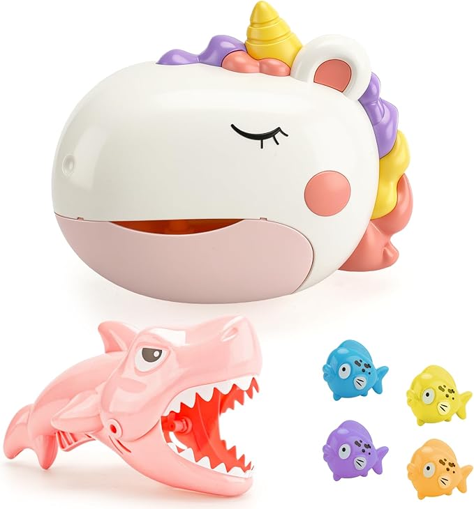 Baby Bath Toys Bubble Machine for Toddlers 1-3 Toddler Fountain Bathtub Pool Water Table Toys Shark Bath Toy 6-12-18 Months Baby Bath Toy for Girls
