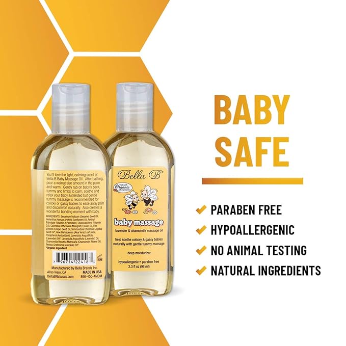 Bella B Bundle Chest Rub 2 oz & Baby Massage Oil 3.3 oz - Baby Chest Rub - Baby Vapor Rub - Baby Oil Organic - Organic Baby Oil - Eucalyptus Chest Rub - Baby Oil Rub - Hypoallergenic Massage Oil, 2 piece set