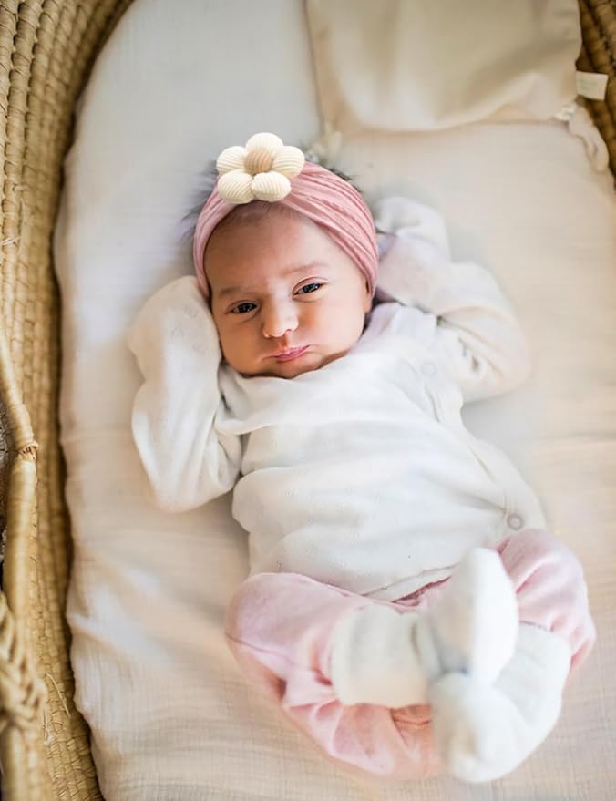 Stretchy Baby Girl Headbands Bows, Infant Headband Bows for Baby Bonnet Newborn Head Wraps Toddler Unisex (03H-16)
