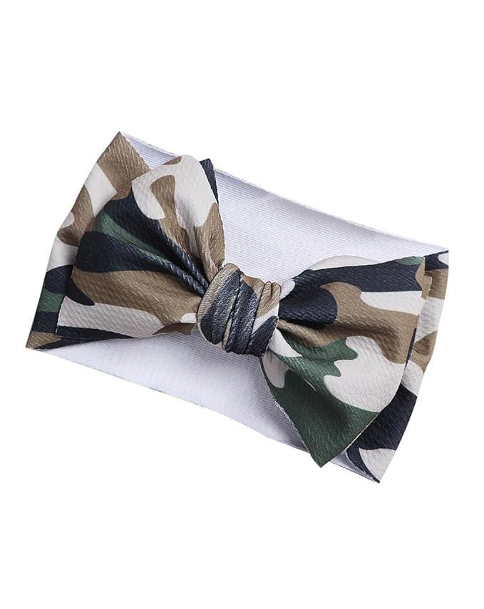 BBTDIN Baby Girls Camo Turban Headband Baby Camouflage Bowknot Baby Camo Hair Bow Headwear BBG81 (B1-Turban)