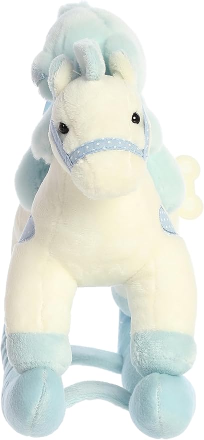 Aurora® Melodious Musicals! Baby Boy Rocking Horse™ Baby Stuffed Animal - Musical Entertainment - Engaging Play - Blue 11 Inches