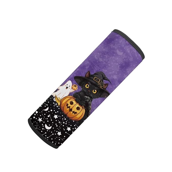 Biyejit Black Cat Pumpkins Car Seat Strap Covers for Kids Baby, Halloween Decor Anti-Slip Soft Car Seat Strap for All Car Seats, Stroller, Pushcar, Backpack Shoulder Pads