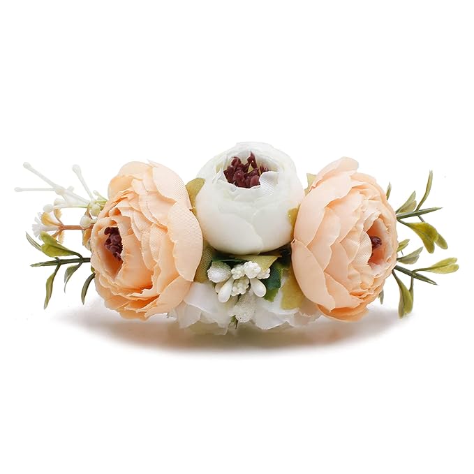 Baby Girl Flower Headband 4 PCS Elastic Hairbands Handmade Nylon Bows Headbands Chic Floral Hair Accessories Kids Gifts for Newborn Infant Toddlers