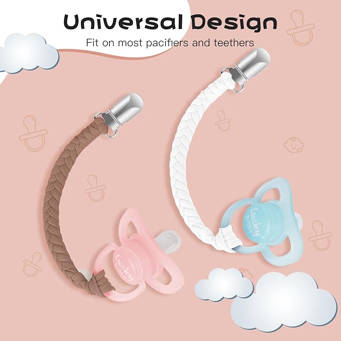 Pokipaw Pacifier Clip for Boys and Girls 6 Pack Baby Pacifier Holder Leash 100% Handmade Braided Fits All Pacifiers & Teething Toys Modern Unisex Baby Gift
