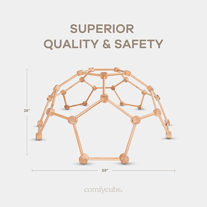 Comfy Cubs Wooden Toddler Play Gym for 3-6 Years Old - Montessori Climber for Kids - Safe Climbing Toy Support up to 120 lbs - Easy to Assemble Kids Climber for Active Play - Natural Wood