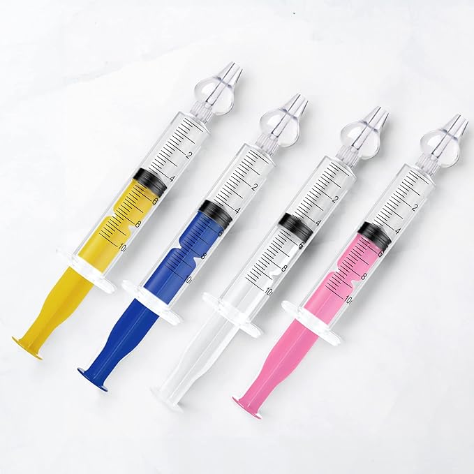 Vicloon Baby Nasal Irrigator, 4PCS Nasal Syringe for Baby, Syringe Nasal Irrigator with Cleanable and Reusable Silicone Nasal Suction Tip forIrrigation, Nasal Spray, Nasal Hygiene(Color)