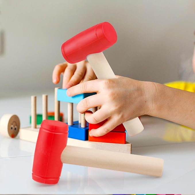 3pcs Toy Hammer Simulation Wooden Hammers Plastic Toddler Hammer SmallPortable Kids Maintenance Tools Toys Pretend Fake Mallet Hammers for Boys Girls