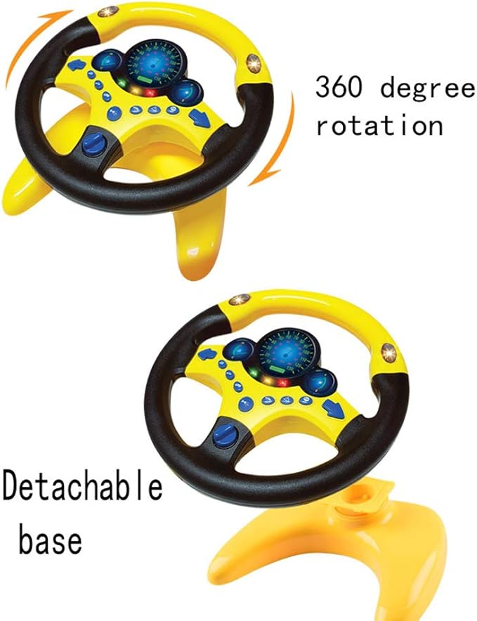 sesil Kids Electric Early Education Simulation Steering Wheel Toy Multifunctional High Simulation Car with Music and Light Pretend Driving Toy for Toddlers