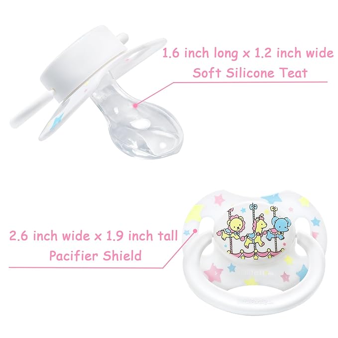 LittleForBig Bigshield Generation-II Adult Sized Pacifier White Little Circus Carousel Pattern