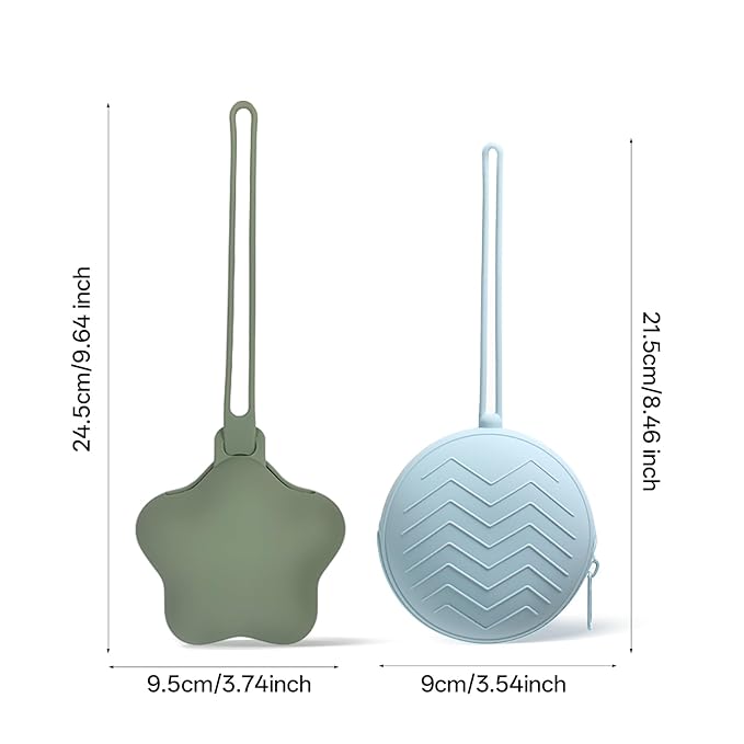 Silicone Pacifier Holder Case, Pacifier Holders Pouch for Diaper Bag, BPA Free Silicone Baby Pacifier Storage Case for Boy Girl, 2 Pack, Green + Blue