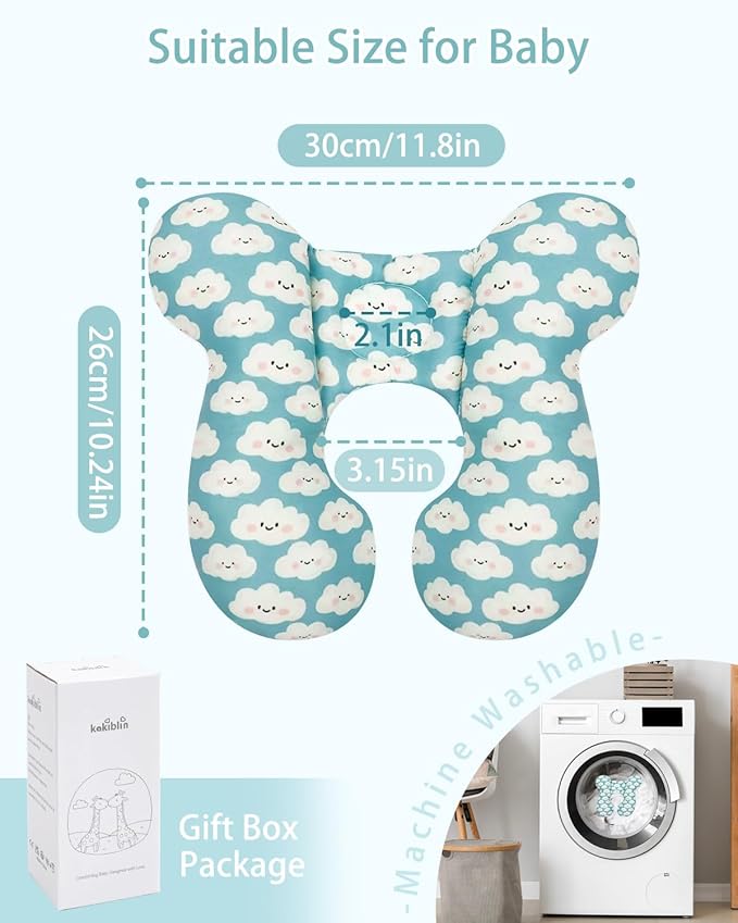 KAKIBLIN Baby Travel Pillow, Baby Neck Pillow for Car Seat, U-Shaped Head and Neck Support for Stroller Pushchair, Soft Cooling Breathable Infant Head Pillow for Newborn Toddler