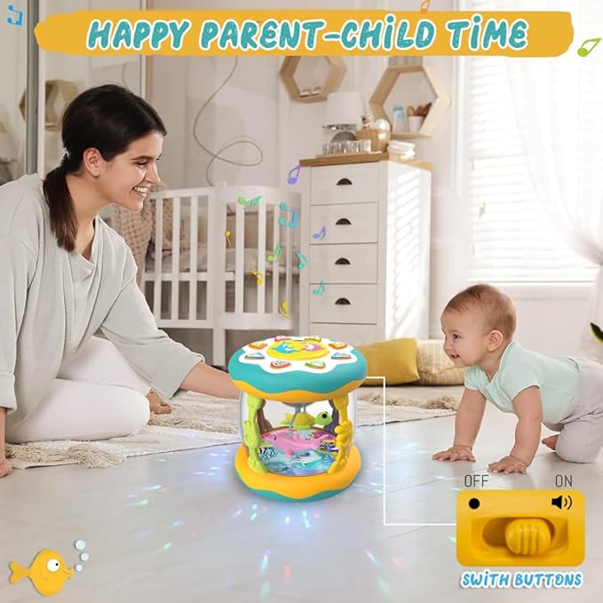 Baby Musical Toy12-24 Months - Ocean Projector with Rotating Lights, Night Light Toy, Crawling Learning Toy, Gifts for Boys & Girls