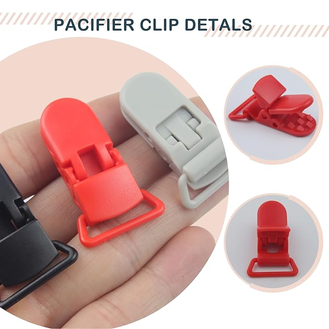 50-Pack Pacifier Clip Replacement Ends - BPA-Free Plastic Fasteners for DIY Baby Crafts, Sewing Bibs & Blankets Straps (10 Color)