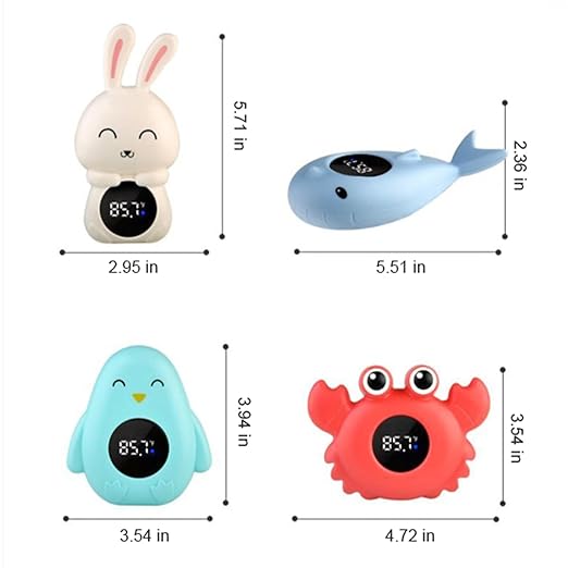 Baby Bath Thermometer, Digital Tube Floating Thermometer, Temp Warning Water Temperature Thermometer, Cute Cartoon Water Temperature Monitoring for Newborns, Infants (Whale Light Green)
