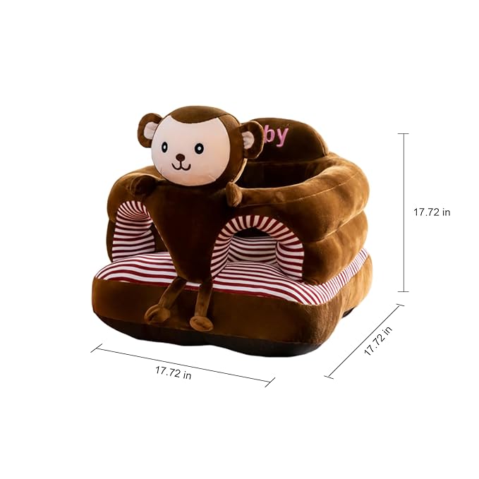 Baby Seat for 3-24 Month, Infant Back Support Floor Chair, Plush Cartoon Animals Baby Sofa, Toddler Floor Seater for Sitting Up, Portable Activity Seat for Babies (Monkey)