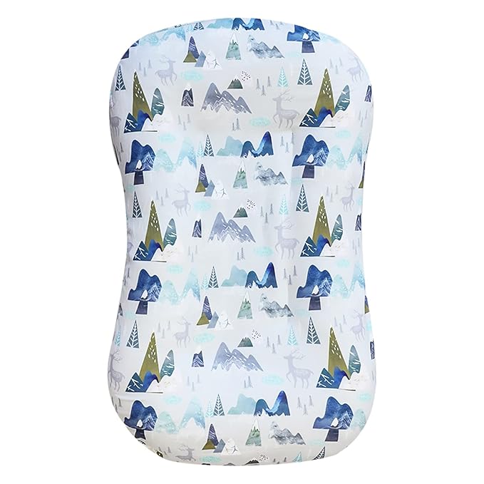 SWESEN Baby Lounger Cover, Removable Infant Lounger Slipcover for Boys Girls, Ultra Soft Cover for Newborn Lounger, Snug Fitting Design, Adventure Mountains