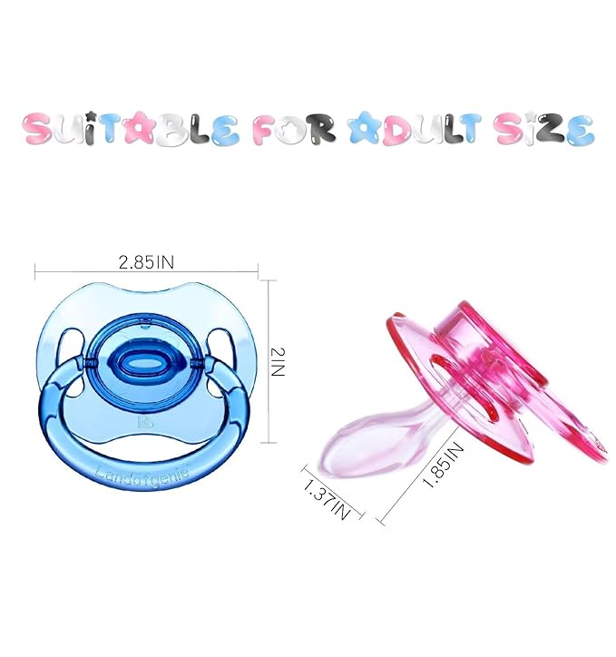 Landofgenie Large Shield Adult Size Pacifiers Bone Shape Transparent Design Pacifier Blue